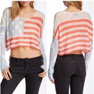 WILDFOX Crop Flag Sweater